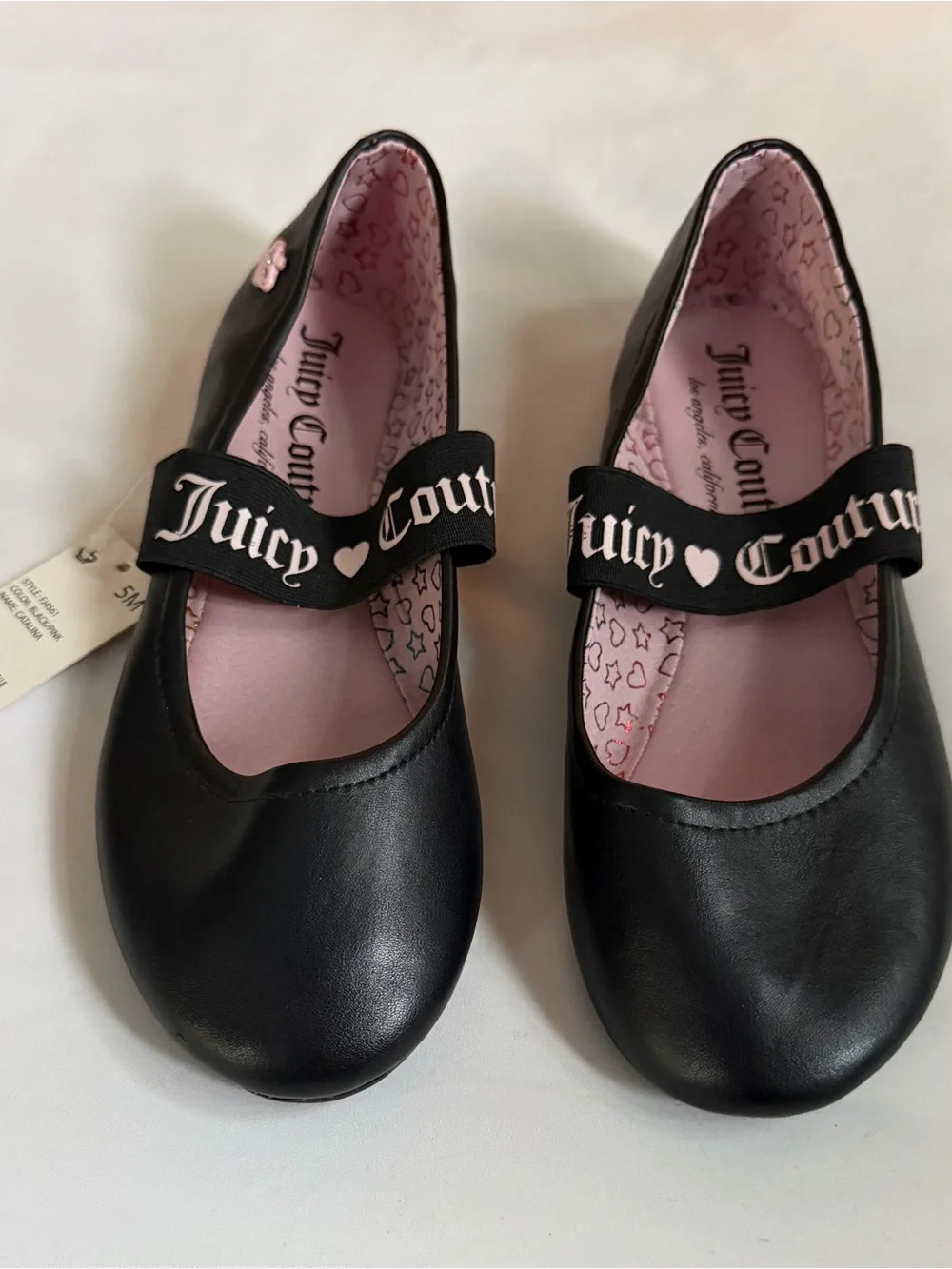 Juicy Couture Black Mary Jane Flats with Pink Interior